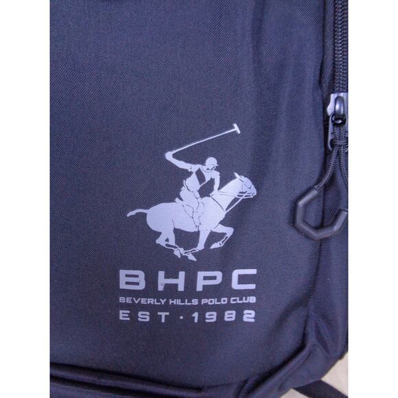 Beverly Hills Polo Club BHPC Backpack Black‎ With Gray Logo Cushioned Straps - Picture 2 of 11